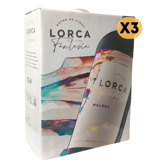 Vino Bodega Lorca Fantasia Bag In Box Malbec 3lts X3 Unid