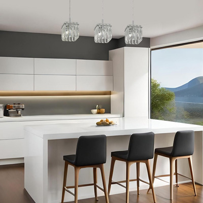 Colgante 3 Luces Capella Cristal Apto Led G9 Moderno Pal Cristal