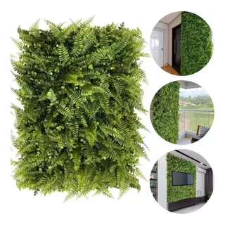 Jardim Vertical Artificial Samambaia Eucalipto Placa 60 X 40