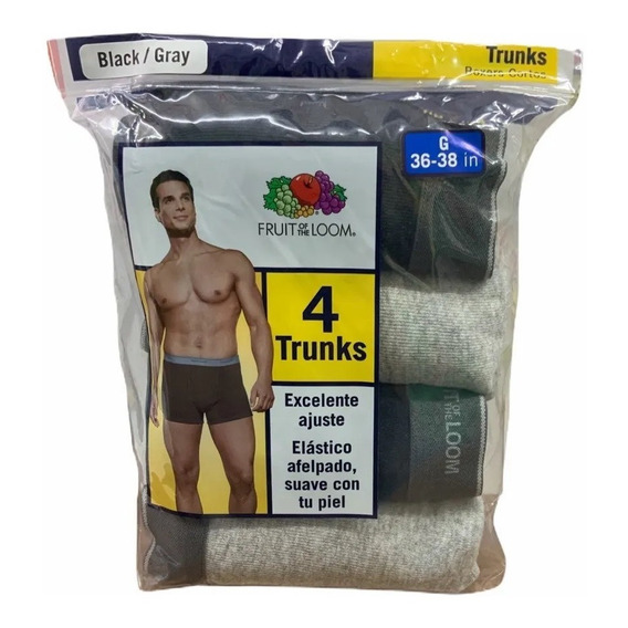  Pack 4 Boxer Corto Gris/negro Caballero Fruit Of The Loom