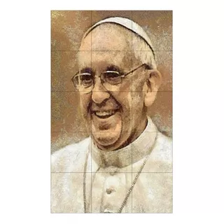 Quadros Decorativos Católico Mosaico Em Azulejo Ultra Brilho Cor Papa Francisco