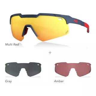 Óculos Hb Shield Evo Mountain Kit 3 Multi Red Gray Amber Cor Branco Cor Da Armação Azul