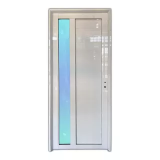 Puerta Aluminio Blanco Reforzada Vidrio Lateral 80 X 200 Cm