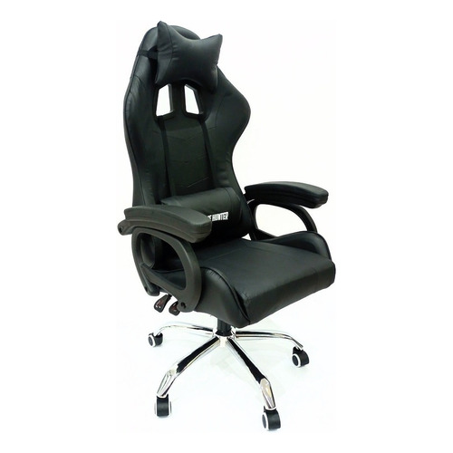 Silla de escritorio Ideon Extreme Hunter Pro gamer ergonómica  negra con tapizado de cuero sintético