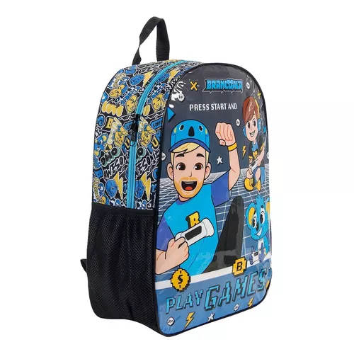 Mochila de Rodas Escolar Brancoala Games com parte térmica - Azul