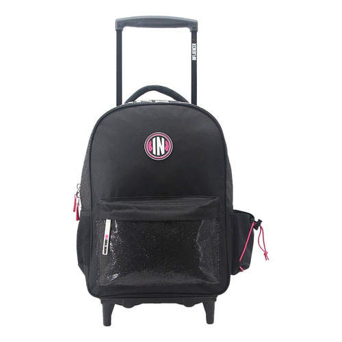 Mochila Carro Influencer Brillos 18'' Fashion Escolar Urbana Color Negro- 68.3035