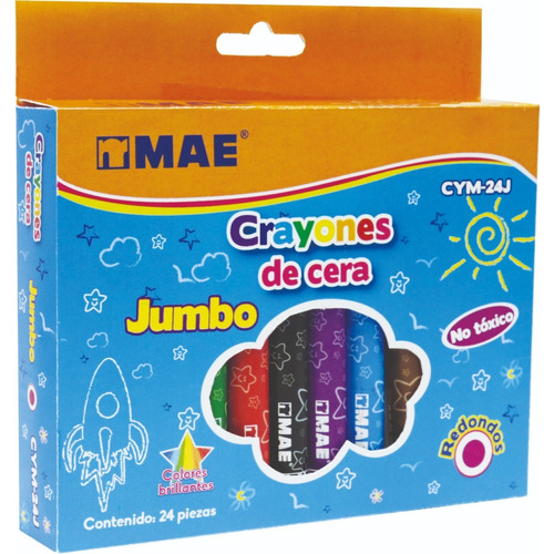 24 Crayon Jumbo Escolar 24 Colores Diferentes Tipo Crayola