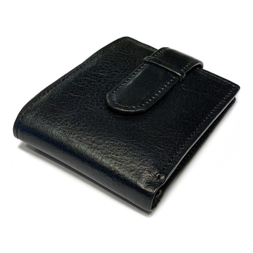 Billetera Los Robles Polo Time 0054R color negro de cuero - 9cm x 12cm x 1.5cm