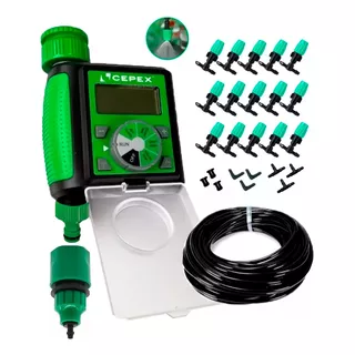 Kit Irrigação Nebulização 15 Bicos + 50m C/ Temporizador Aut