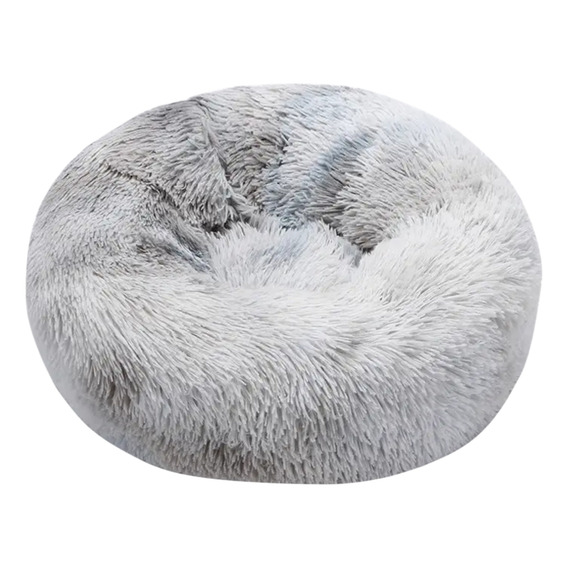 Cama Cucha Puff Redondo 70cm De Felpa P/ Mascotas Perro Gato Color Gris Claro