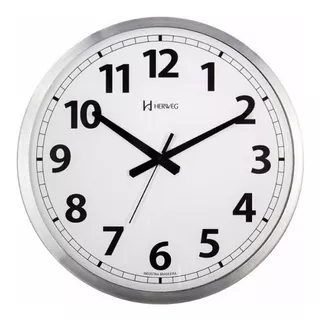 Relógio De Parede Alumínio Escovado  36,5 Cm Herweg 6712