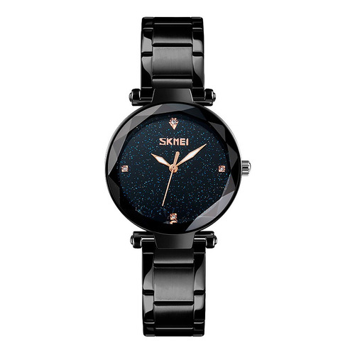 Reloj Mujer Skmei 9180 Acero Minimalista Elegante Clasico Color De La Malla Negro