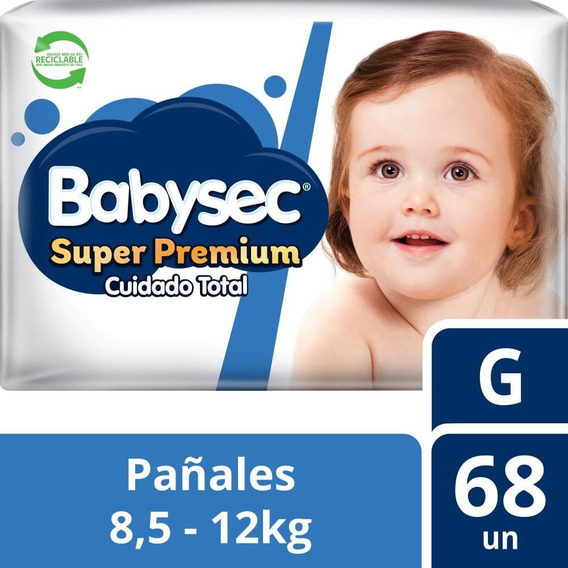 Pañal Babysec Super Premium Cuidado Total G 68 Un