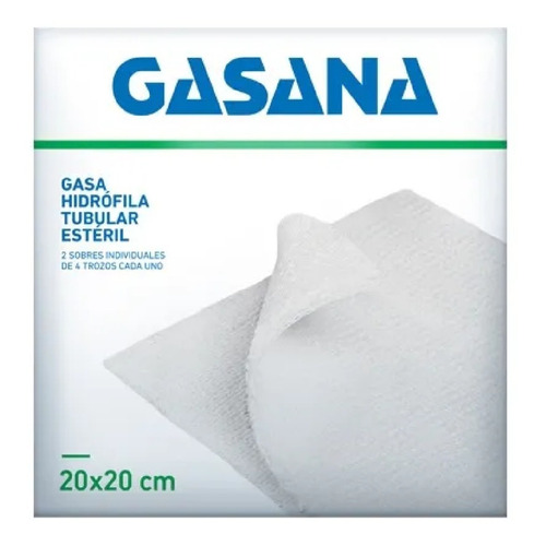 Gasana Gasa Hidrófila Tubular 20 X 20cm 2 Sobres X 4 Trozos