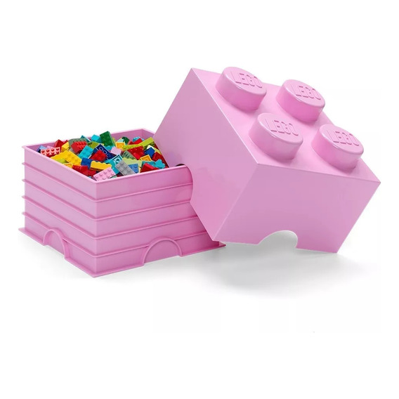 Lego Contenedor Canasto Apilable Organizador Storage Brick 4 Color Pink