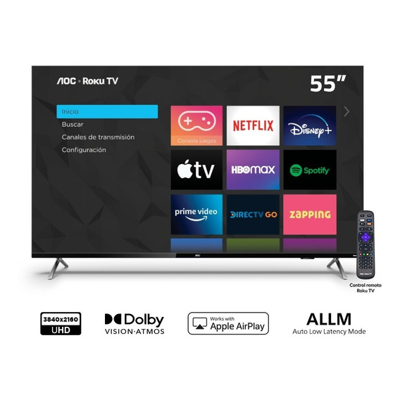 Smart TV AOC 55U6125/78G LED Roku OS 4K 55" 110V/240V