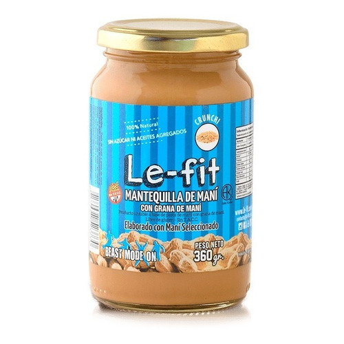 Nueva! Mantequilla Mani Le Fit Crunchy 380g Vegan Sin Azucar