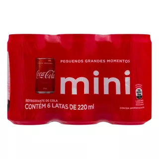 Pack Refrigerante Coca-cola Mini Lata 6 Unidades 220ml Cada