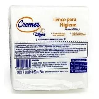 Lenço Para Higiêne Wipes Cremer 12 Pacotes Com 600 Unidades