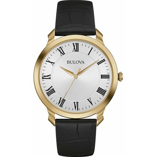 Reloj Clasico Para Hombre Bulova 97a123, Correa Cuero, 41mm Color de la correa Negro Color del bisel Dorado Color del fondo Blanco