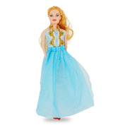 Boneca Estilo Barbie Fashion Classica Loira Vestido Azul
