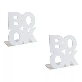 Set X2 Soporte Tope Para Libros Organizador Negro Color Blanco