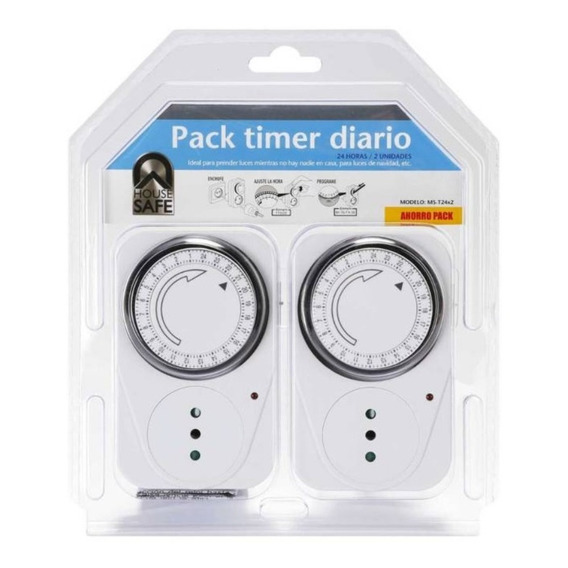 Temporizador Eléctrico Pack 2 Timer Diario House Safe