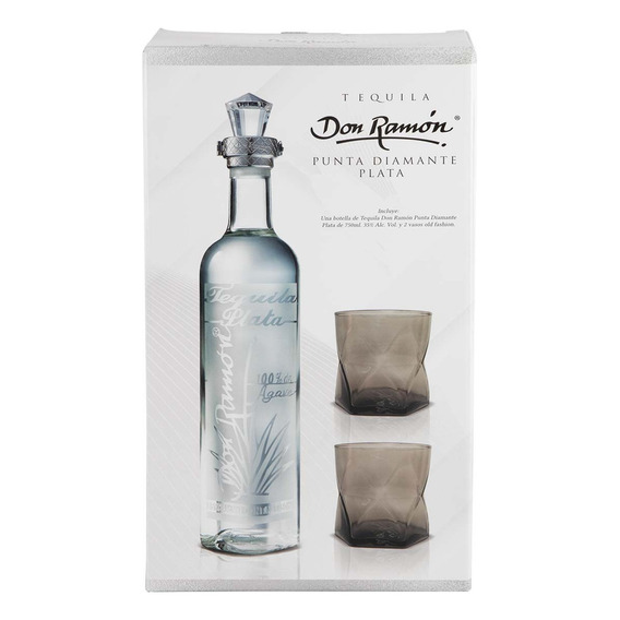 Tequila Don Ramón Plata con 2 Vasos 750ml