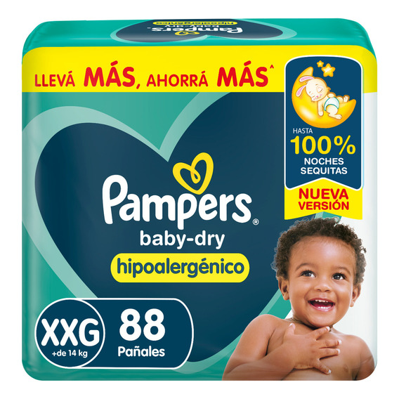 Pañales Pampers Baby-Dry  XXG x 88 Unidades