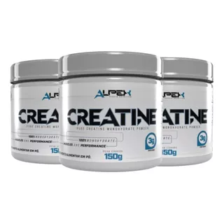 Kit 3x Creatina Monohidratada 150g Pura Alpex Nutrition