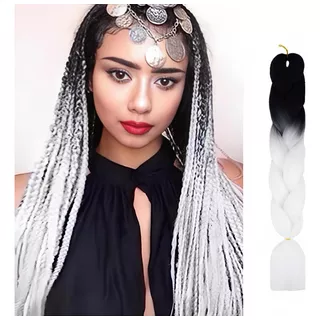 Extensiones 100% De Kanekalon Puro Para Trenzas Africanas Color Blanco Y Negro