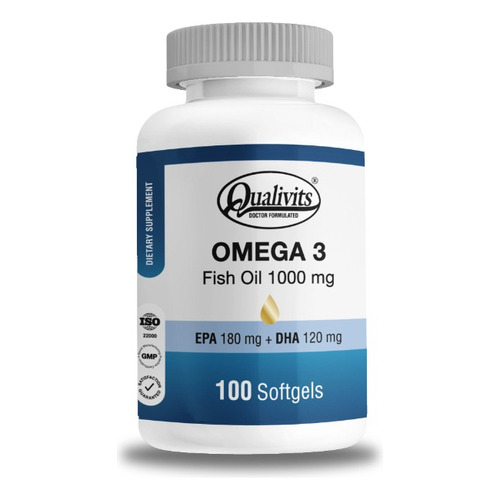 Omega 3 Fish Oil 1000mg Qualivits X 100 Cápsulas Blandas Sabor natural