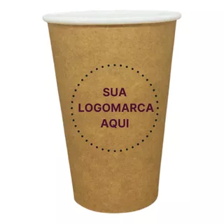 50un Copo Papel Biodegradável Café 300ml Kraft