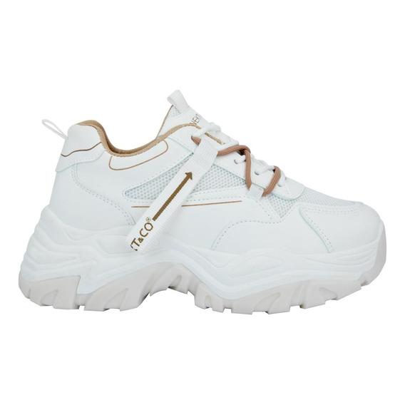 Tenis Casual Choclo Next & Co 3686 Blanco Para Mujer