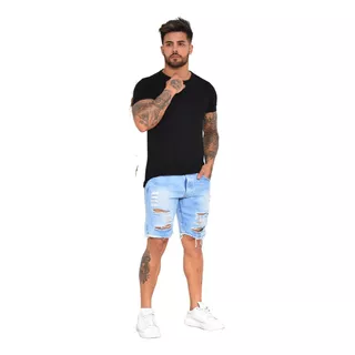 Bermuda Jeans Rasgada Kit Com 6 Peças Short Frete Gratis