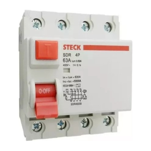 Interruptor diferencial miniatura-para riel din Steck 63a 30ma 400v SDR46330
