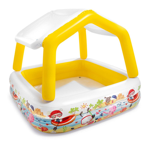 Pileta inflable cuadrada Intex Sun Shade 57470 de 157cm x 157cm x 38cm 295L amarilla y blanca