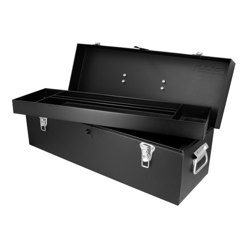 Caja De Herramientas Metalica Con Charola Y Porta Candado Color Negro