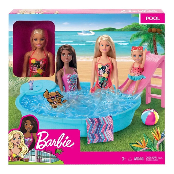 Muñeca Barbie Con Piscina Glam Con Accesorios Mattel