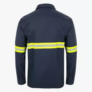 Camisa Eletricista Azul Marinho Anti Chama Nr10 Refletiva