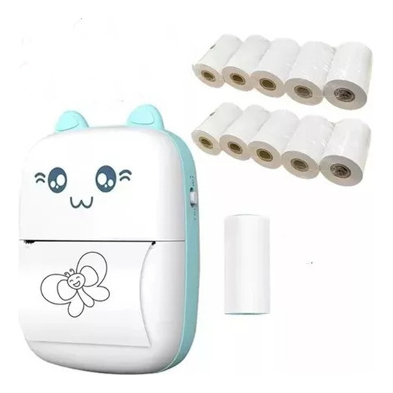 Mini Impresora Térmica Gatita Bluetooth 200dpi 11rollos Usb