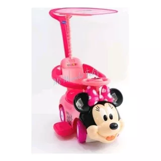 Buggie Correpasillos Minnie Disney Musical Con Sombrilla Color Rosado Con Turquesa