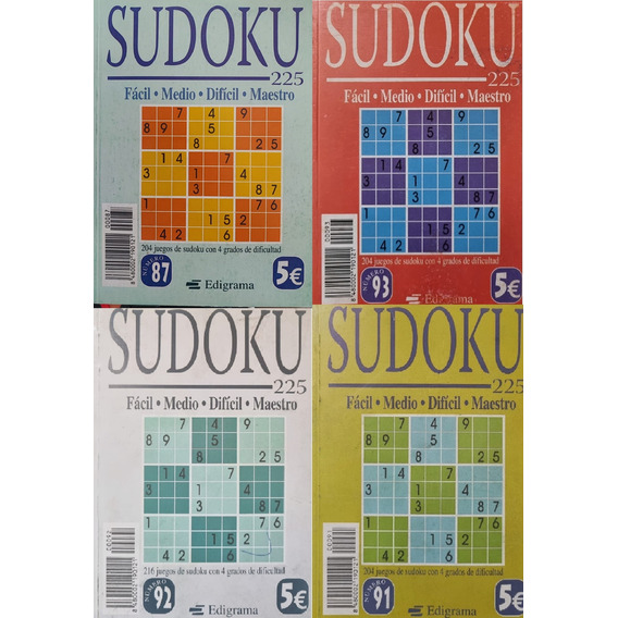 Sudoku Pack 4 Diferentes Libros  - Globalchile