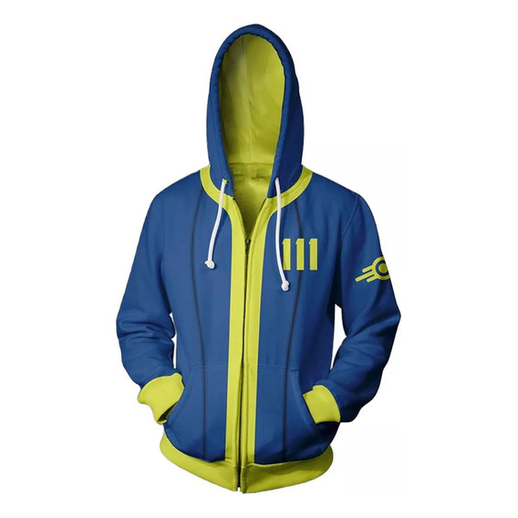 K Sudadera Azul Amarillo Fallout 4 Vault Cosplay