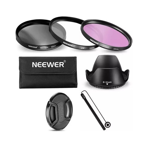 Caja Neewer Filtro Cpl/uv/fld/parasol Goma/petalo/tapa 52mm 