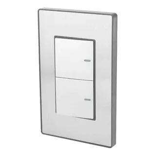 Placa Armada Doble Apagador Sanelec 4635 Cordoba Acero Inox Color Plateado