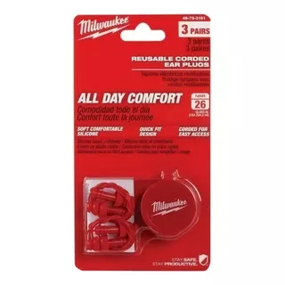 Paquete De 3 Tapones Para Oídos Milwaukee 48-73-3151 Color Rojo