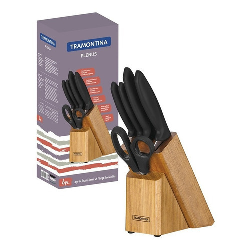 Set 4 Cuchillos Tramontina De Cocina Taco De Madera Y Tijera