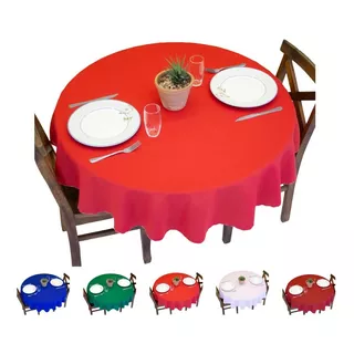 Toalha De Mesa Linda Prática Oxford Liso 1,40 X 1,40 Redonda Cor Vermelho