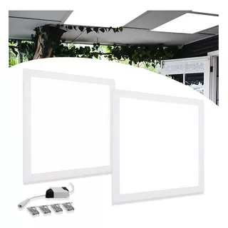 Kit 2 Plafon Painel Led 50w 60x60 Embutir Quadrado Luz Frio Cor Branco Frio 110v/220v